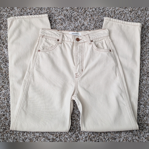 Reformation Cowboy High Rise Straight Jeans In Almond - Picture 10 of 10